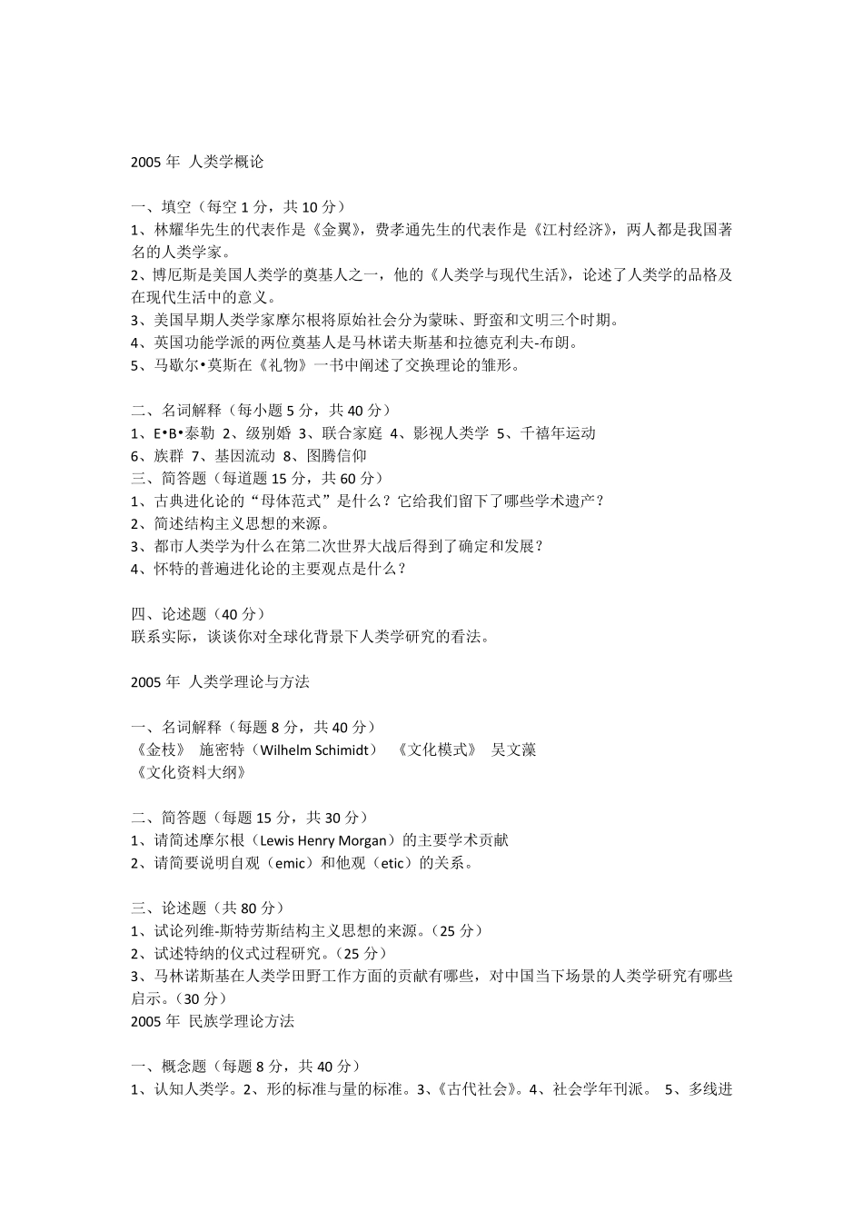 中央民族大学民族学历年考研真题_第1页