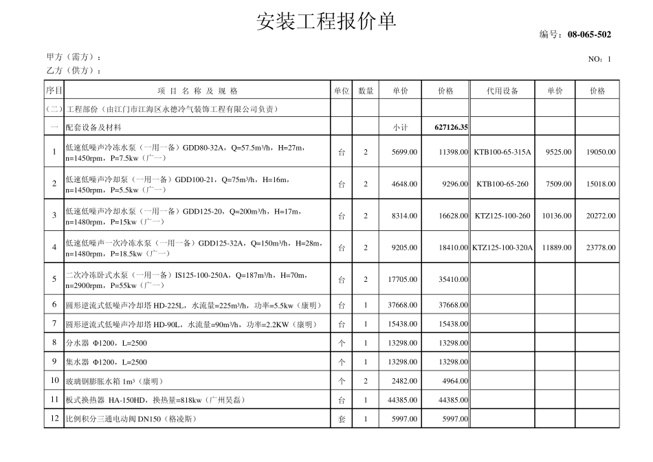 中央空调报价资料_第1页