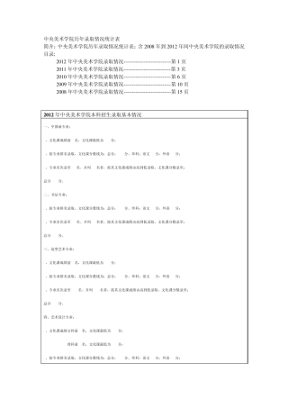 中央美术学院历年录取情况(录取分数线,录取专业名次)统计表