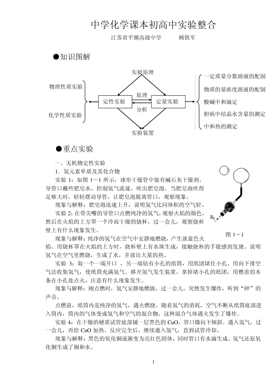 中学化学课本初高中实验整合_第1页