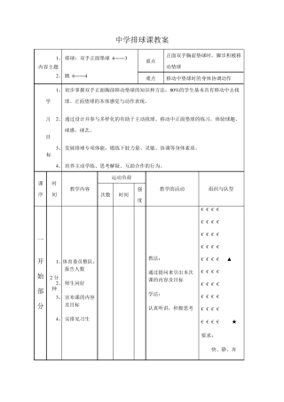 中学排球课教案