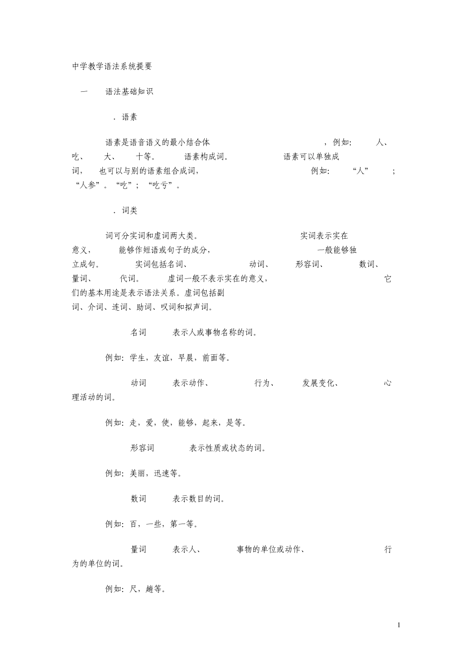 中学教学语法系统提要_第1页