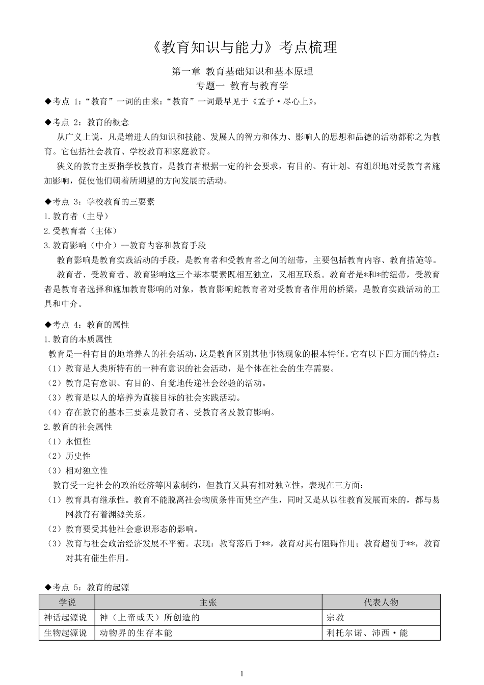 中学教育知识与能力考点大总结_第1页