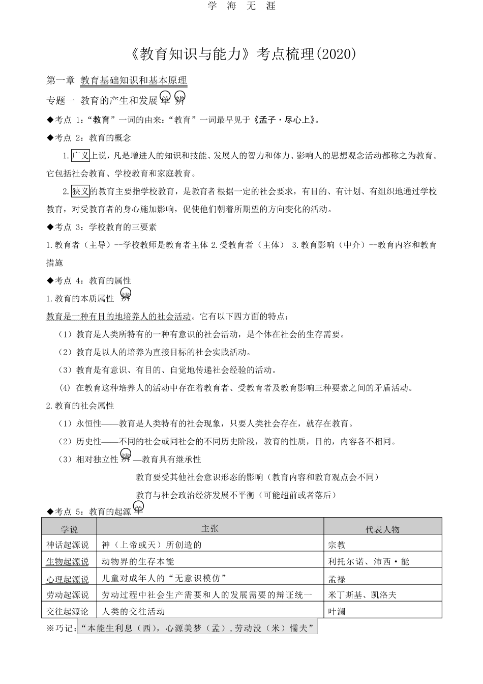 中学教育知识与能力考点整理_第1页