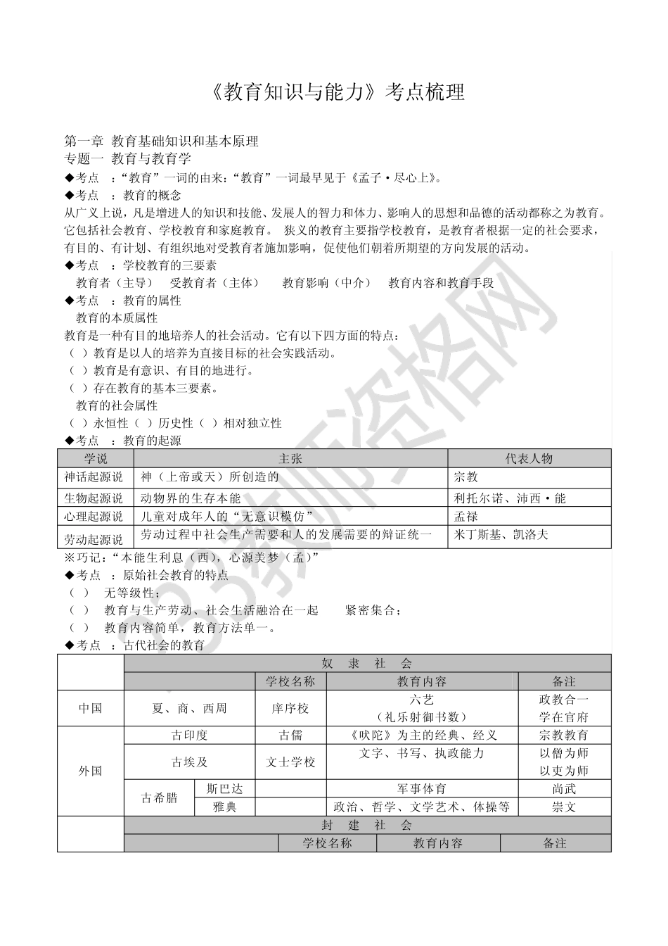 中学教育知识与能力考点梳理_第1页