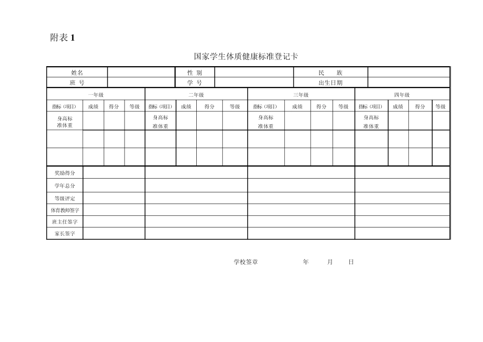 中学生体质健康标准登记表_第1页