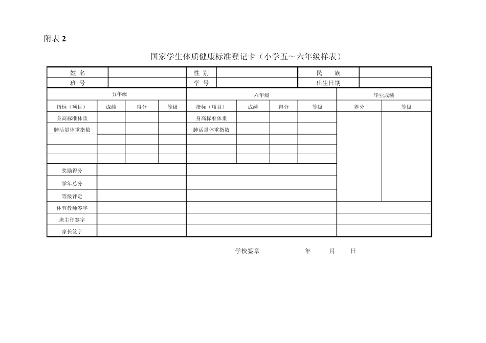 中学生体质健康标准登记表_第2页