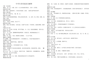 中学生常用成语及解释