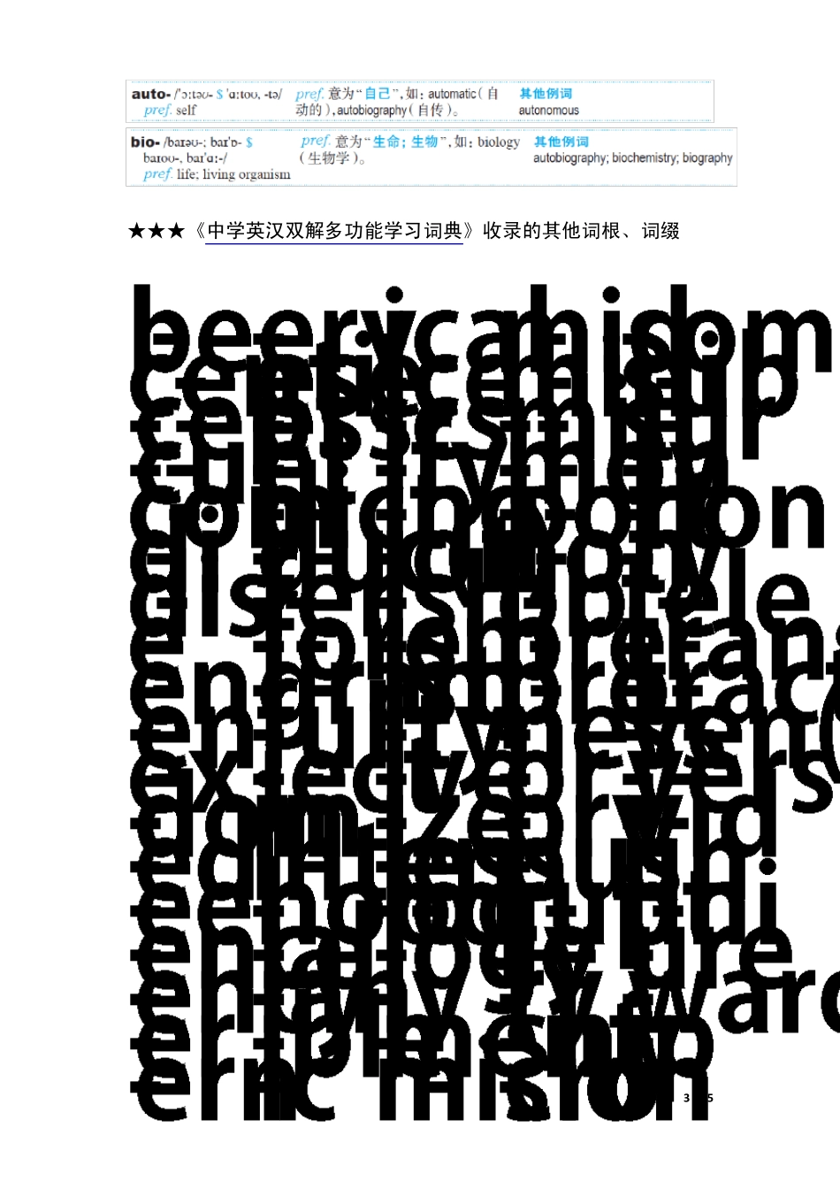 中学生必学英语词根词缀(含所有考纲例词;效果最好的英语单词记忆方法)_第3页
