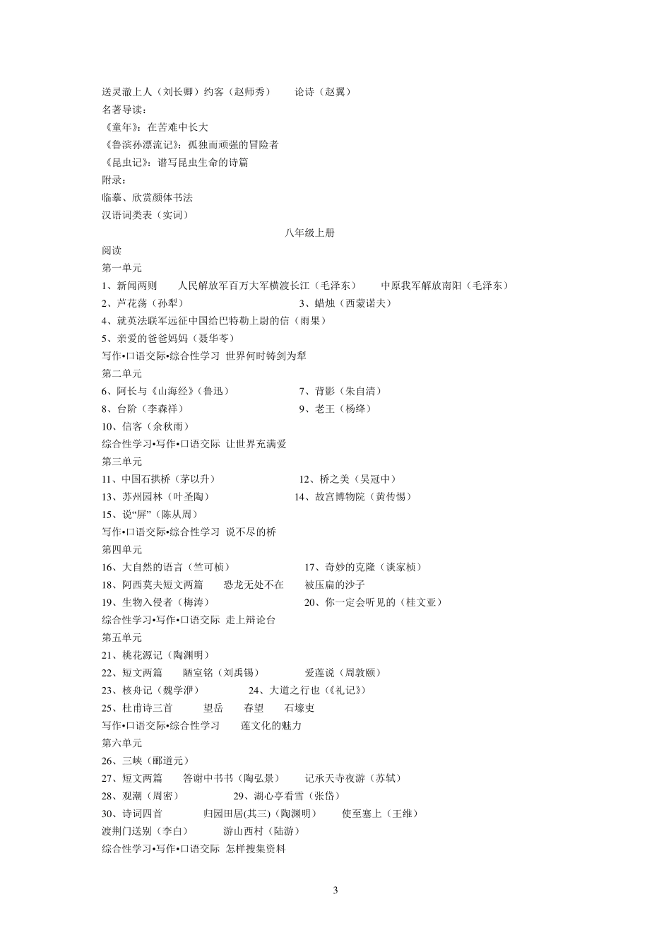 中学语文课文目录_第3页