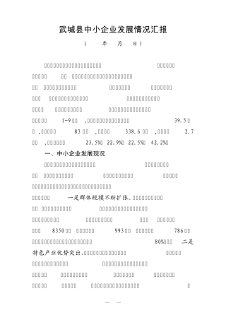 中小企业发展工作情况汇报(市局调研1018)