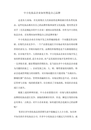 中小化妆品企业如何塑造成自已的品牌