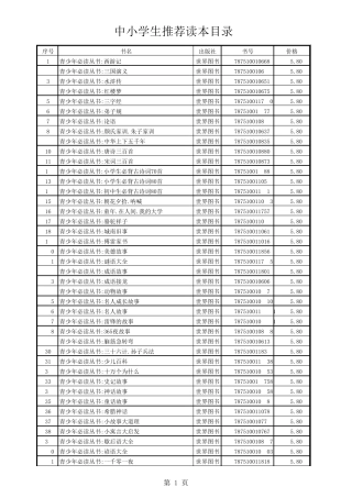 中小学图书推荐目录