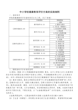 中小学校健康教育评价方案