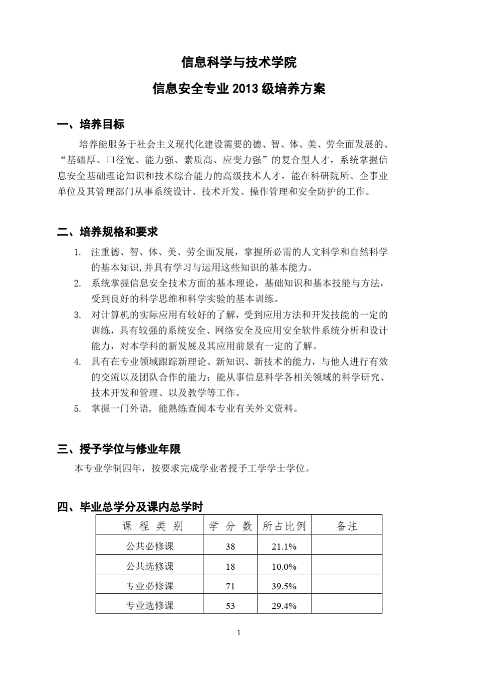 中山大学培养方案之信息科学与技术学院信息安全专业_第1页