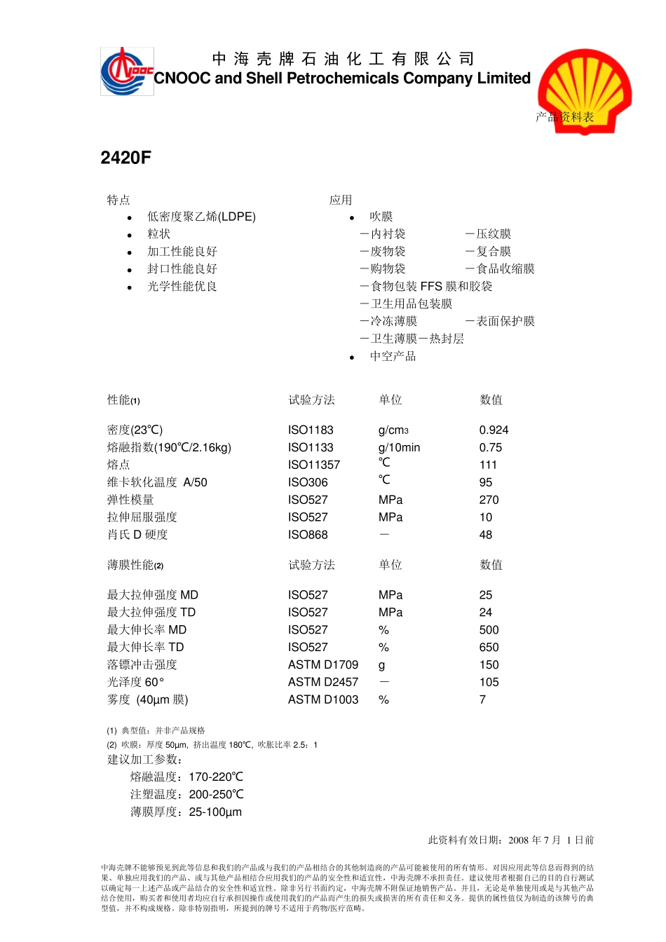 中海壳牌PE指标_第3页