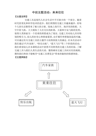 中班主题活动：来来往往