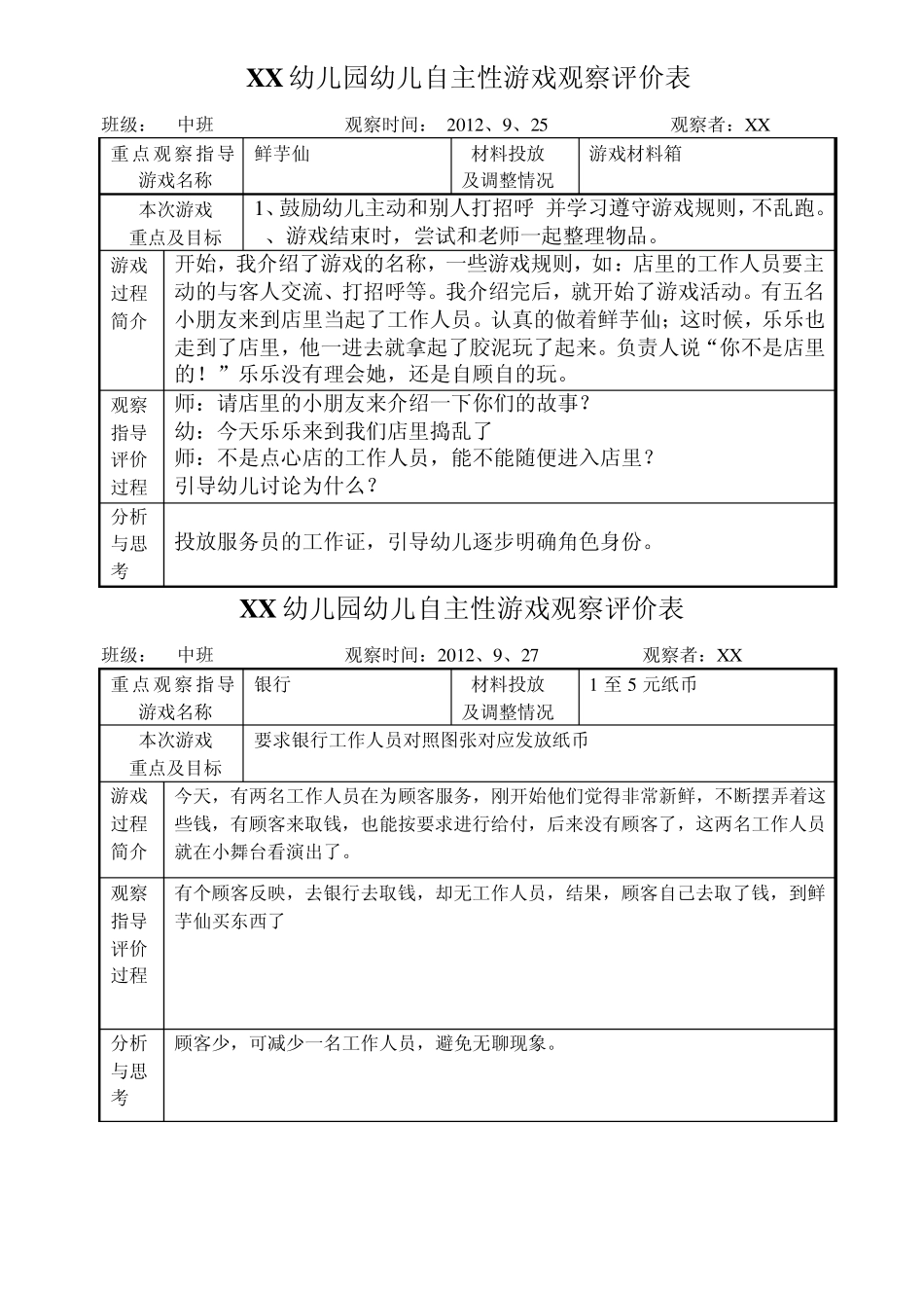 中班自主性游戏观察评价表_第3页