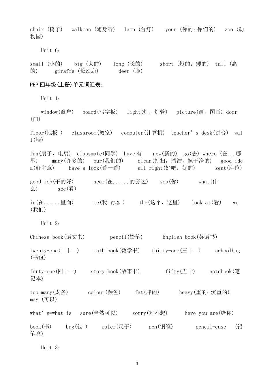 五年级学生应掌握的英语单词和句子_第3页