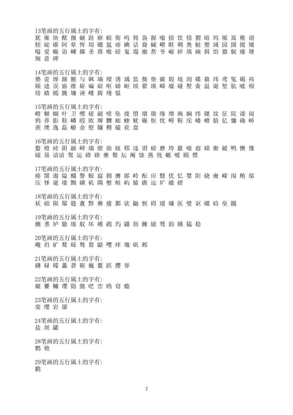 五行属土的字大全及含释义_第2页