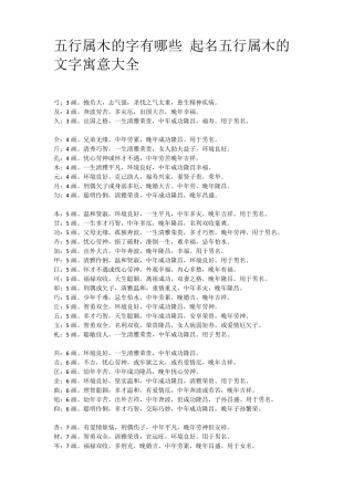 五行属木的文字,寓意大全