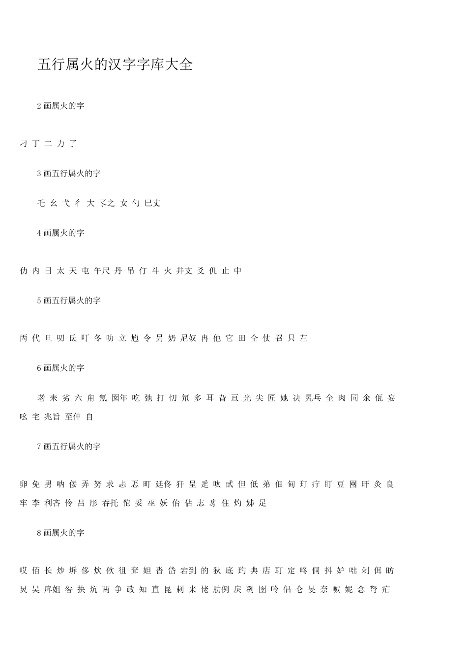 五行属火的字大全_第1页
