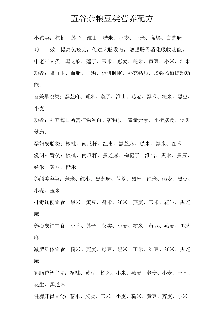 五谷杂粮豆类营养配方_第1页