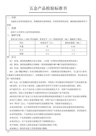 五金产品检验规范