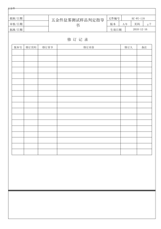 五金件盐雾测试样品判定指导书