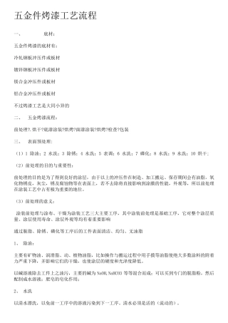 五金件烤漆工艺流程