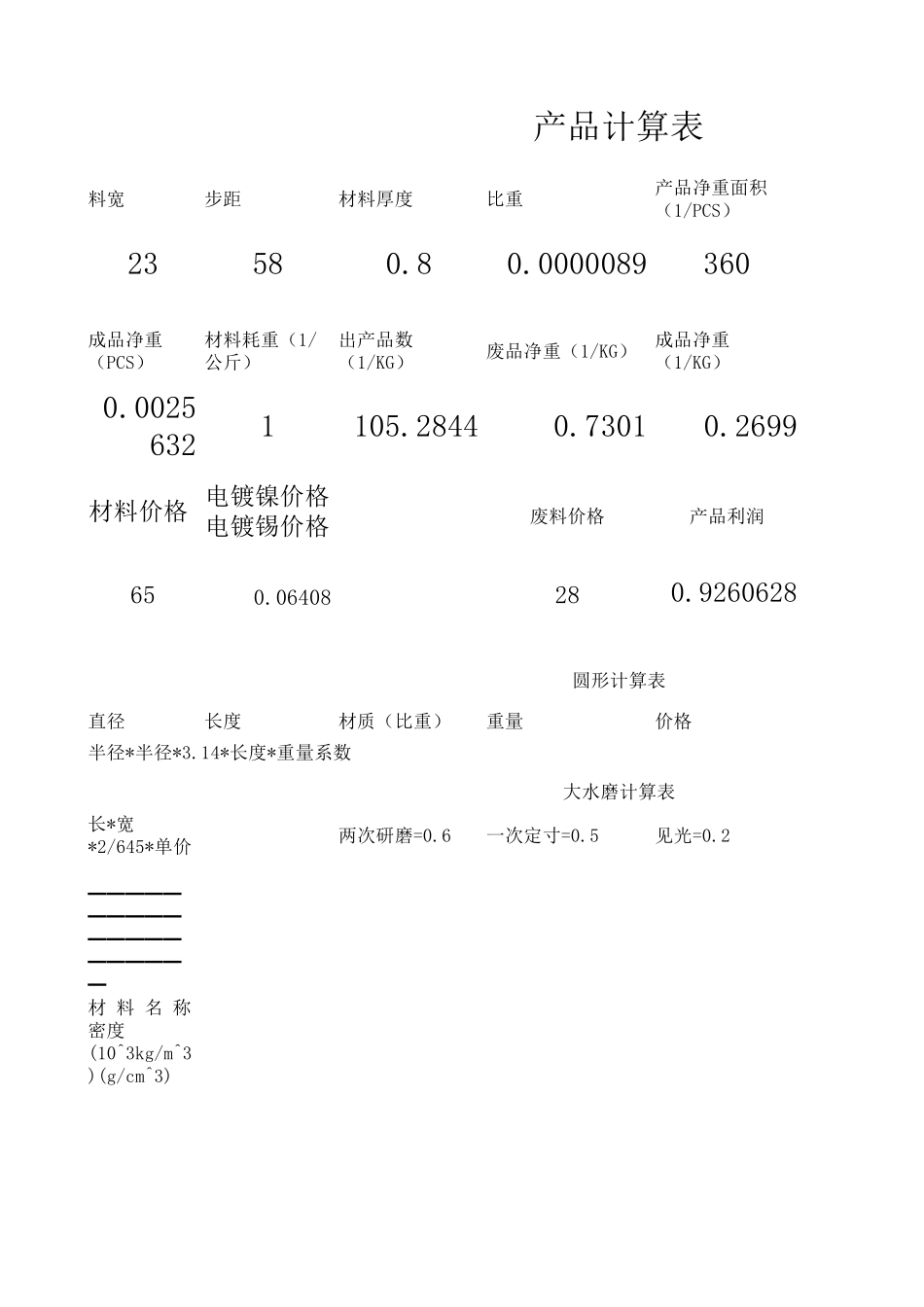 五金冲压报价自动计算器_第1页