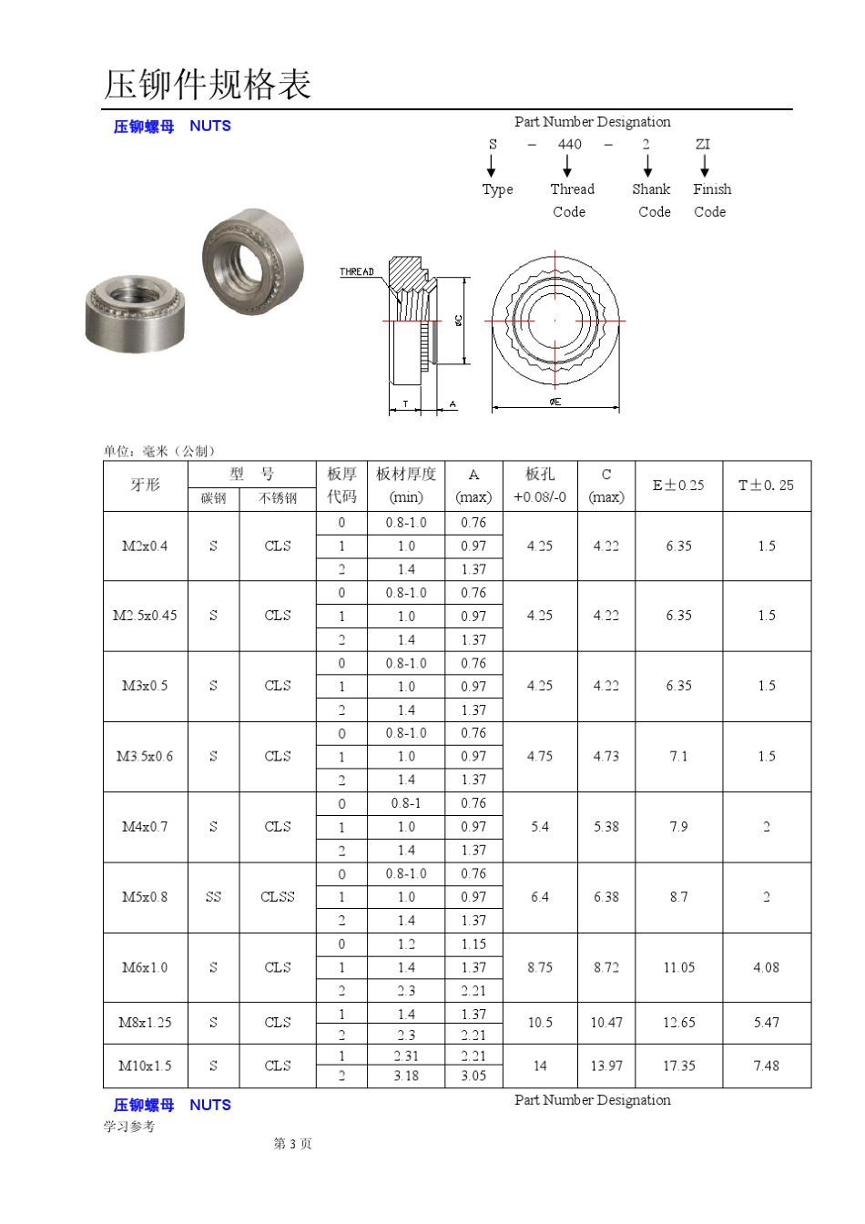 五金压铆件规格表资料_第3页