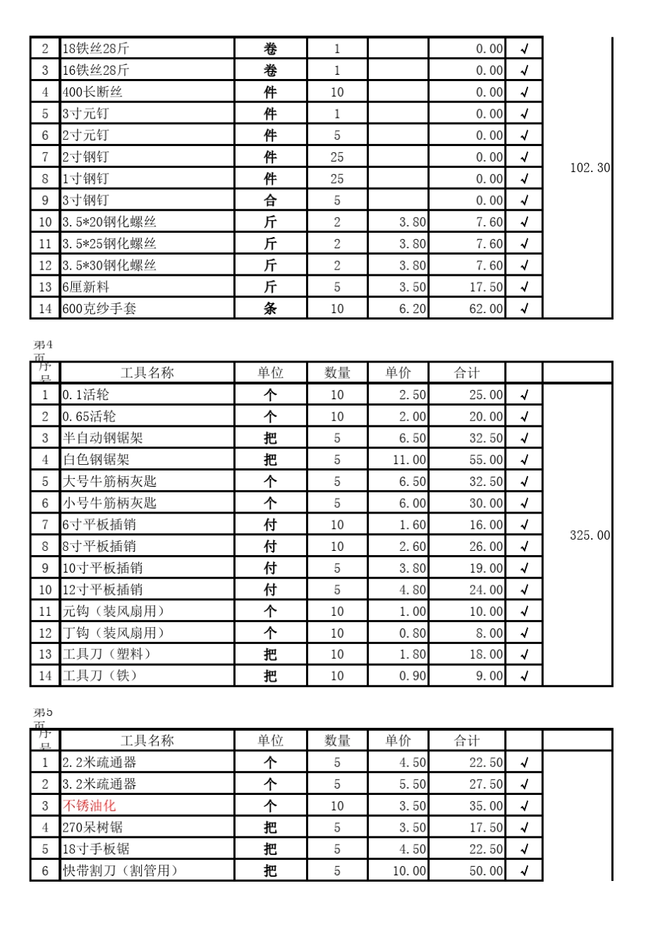 五金材料进货清单表_第2页