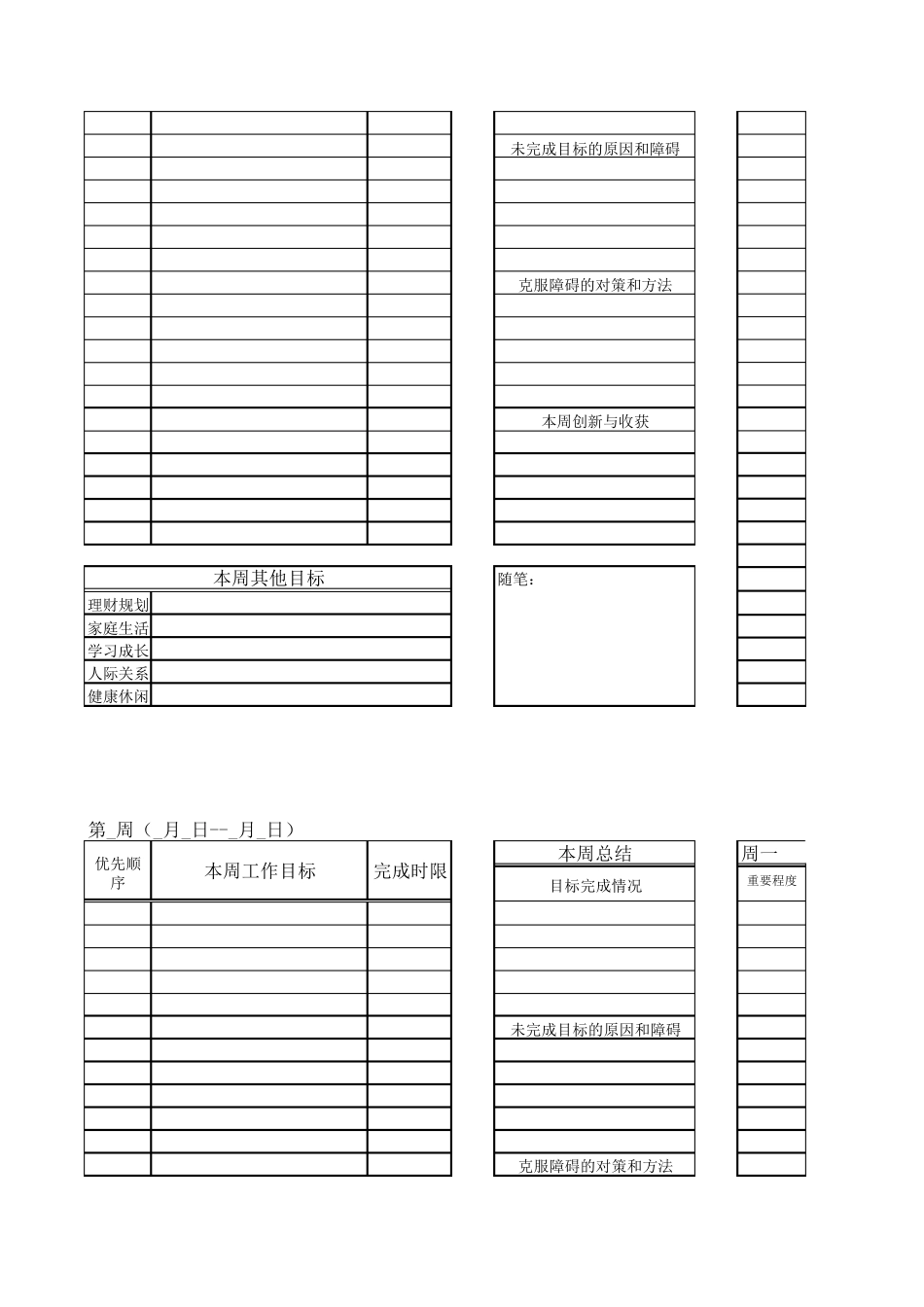 五项管理行动日志excel表格_第2页