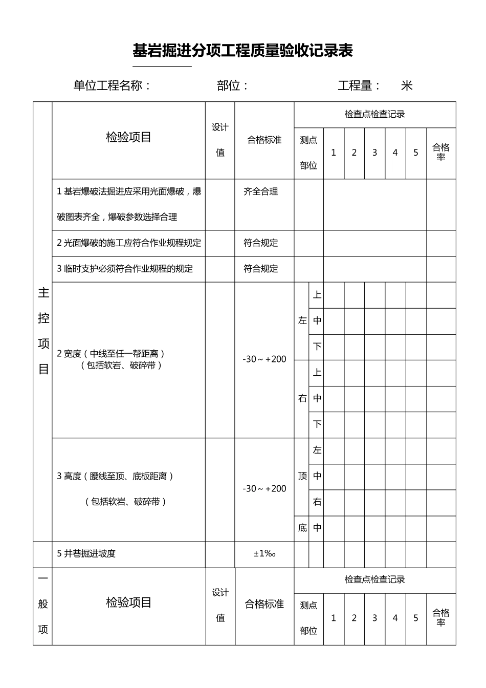 井巷工程验收表_第1页