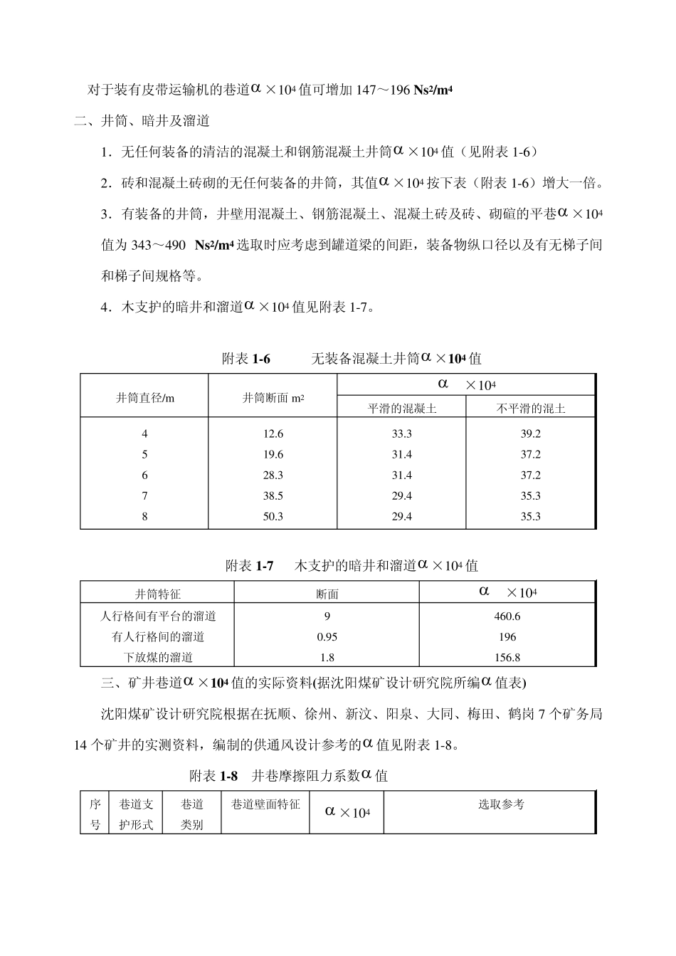 井巷摩擦阻力系数(Ns2m4)值(12kgm3)_第3页