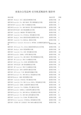 亚商打印机采购清单