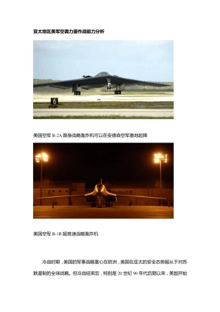 亚太地区美军空袭力量作战能力分析
