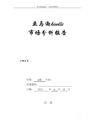 亚马逊kindle市场分析报告