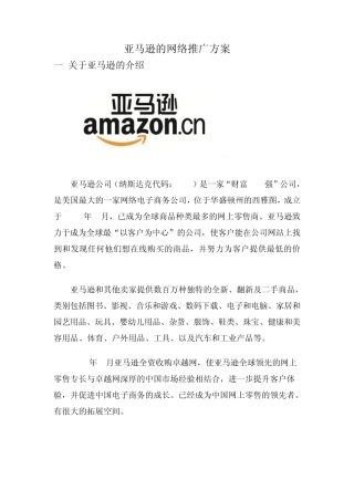 亚马逊推广方案