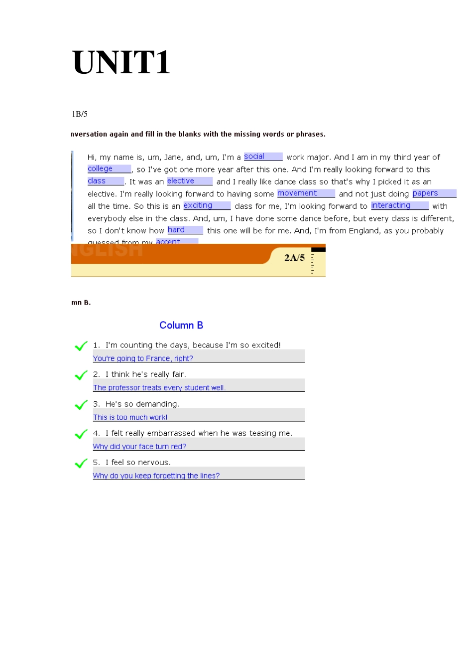 交互英语视听说Level1答案[截图版](13单元+测试)_第1页