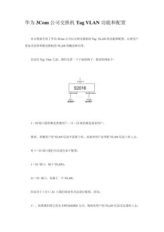 交换机TagVLAN功能和配置