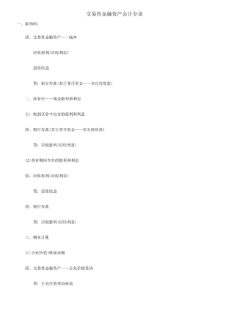 交易性金融资产会计分录