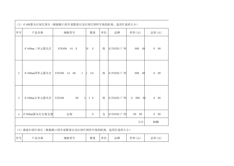 交通信号红绿灯工程设备报价清单明细表_第2页