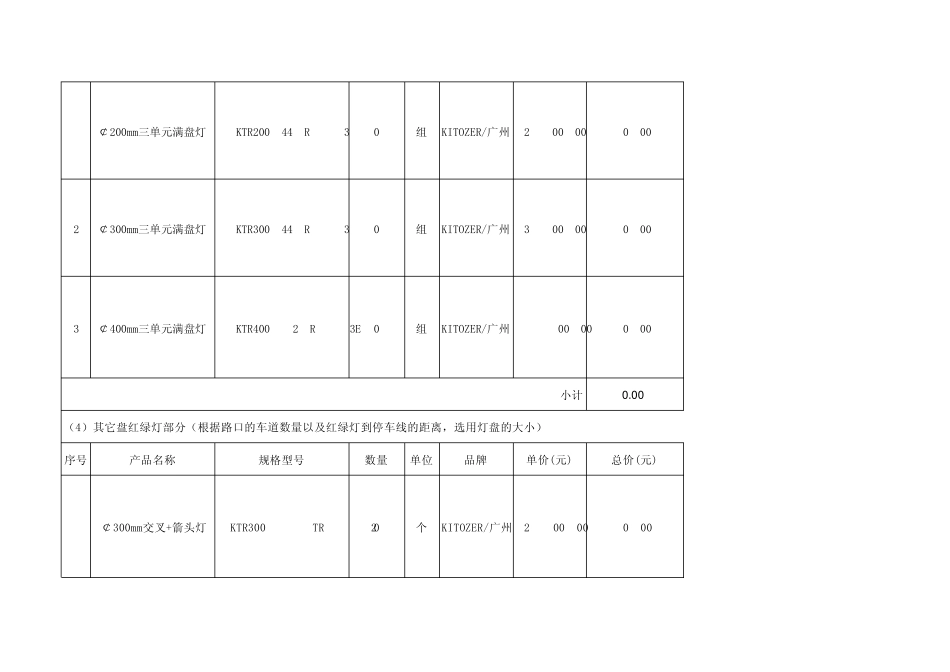 交通信号红绿灯工程设备报价清单明细表_第3页