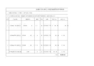 交通信号红绿灯工程设备报价清单明细表