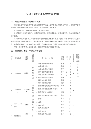 交通工程专业实验教学大纲