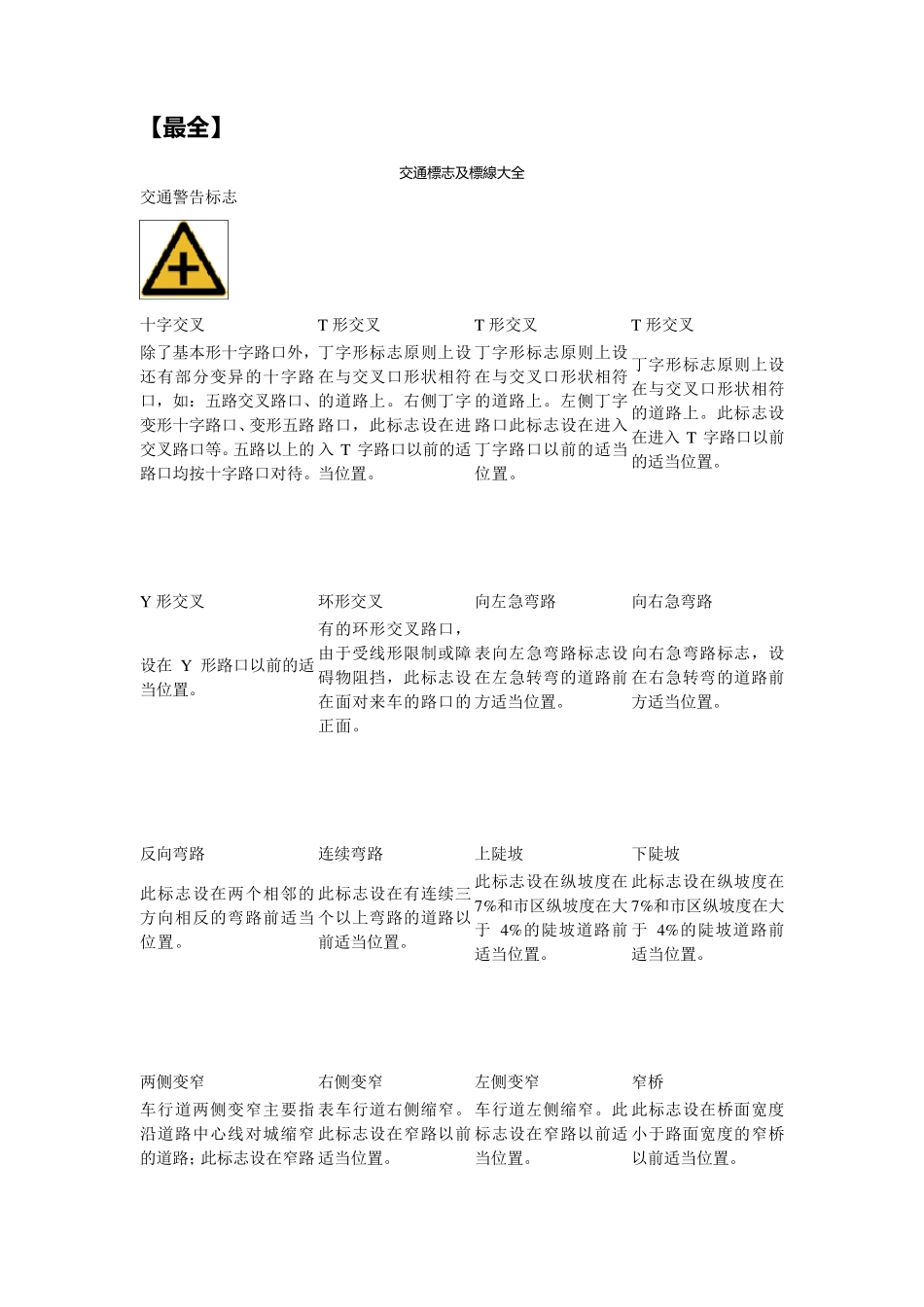 交通标志及标线大全_第1页