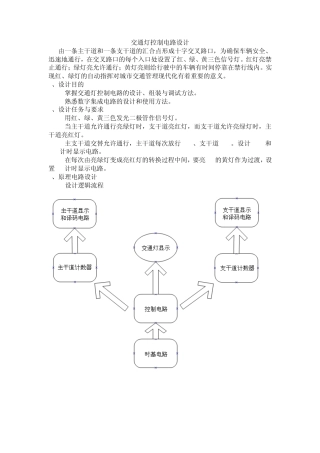 交通灯控制电路设计+设计流程图+设计电路图+实物图