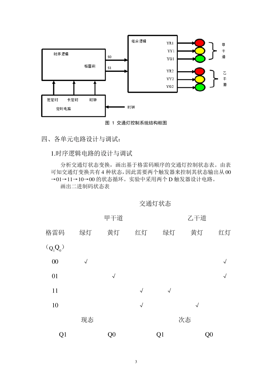 交通灯控制逻辑电路设计实验报告_第3页